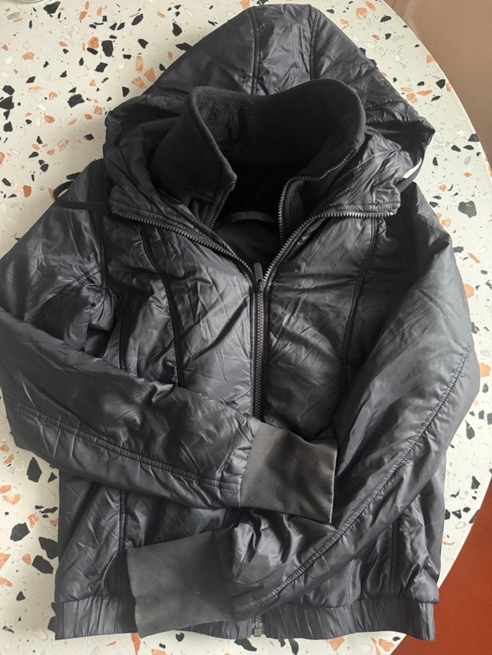 lululemon athletica Black Hooded Bomber Jacket
